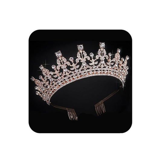 COCIDE Rose Gold Tiara and Crown for Women Birthday Headband for Girls Crystal Queen Hairpiece Bride Hair Accessories for Party Bridesmaids Wedding Halloween Costume Cosplay Christmas Gifts