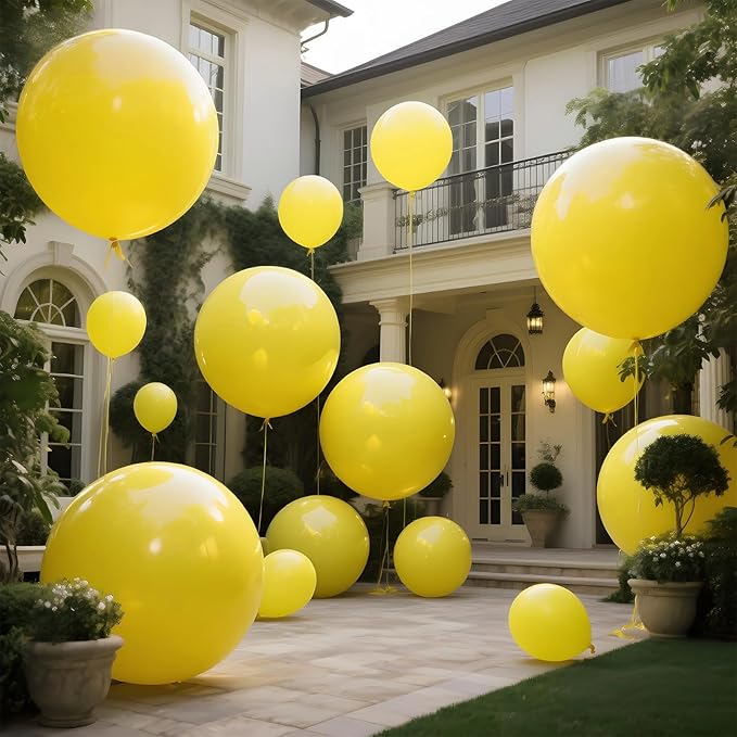 KAWKALSH Yellow Giant Balloons 36 Inch, 9pcs Jumbo Large Round Latex Balloons for Baby Shower Birthday Sunflower Theme Party Decorations