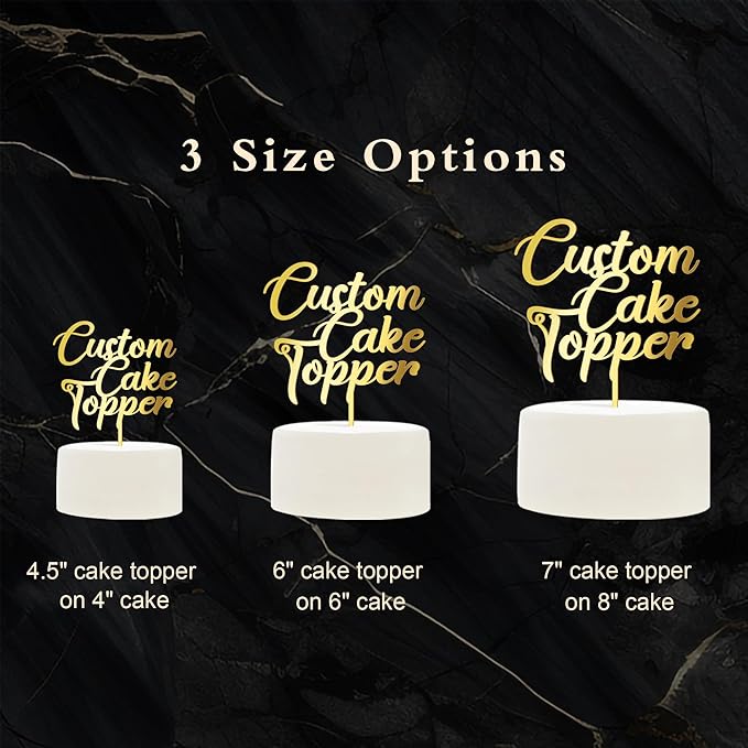 Personalized Cake Topper Custom Your Text Acrylic Cake Decoration for Birthdays Weddings, Baptisms, or any Occasion (Handmade)