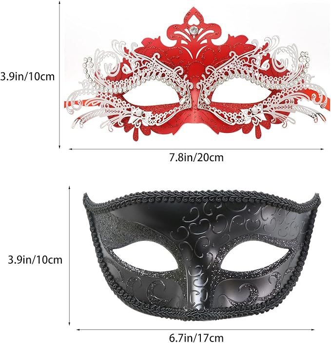 Coddsmz Couple Masquerade Mask Set - Venetian & Mardi Gras Mask for Women & Men