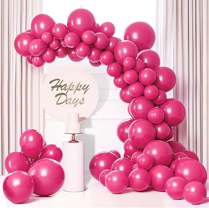 Hot Pink Balloons 145 pcs Magenta Fuchsia Balloons Different Sizes of 18 12 10 5 Inch Balloon Arch Kit Balloon Garland for Valentine's Day Princess Party Decorations