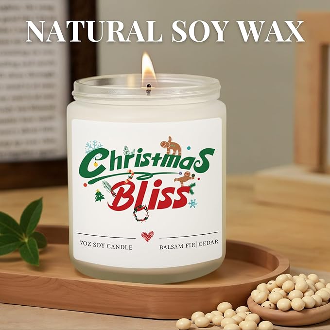 Christmas Candles Decorations, Christmas Gifts for Women Men - Balsam Fir & Cedar Scented, Holiday Winter Xmas Candles Gifts for Mom, Dad, Wife, Husband, Teacher, Coworker, Stocking Stuffers