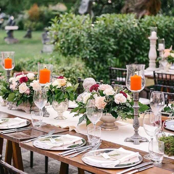 9 Packs Orange Votive Candles, Small Unscented 1.5 Inch by 1.25 Inch Colored Wax Candles for Fall Harvest Thanksgiving Day, Wedding, Party, Table Holiday & Home Decoration - 8 Hours Burn Time