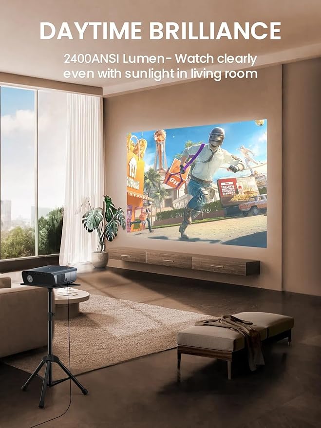 Smart 4K Projector with Certified Apps,Google TV,WIFI6&Bluetooth,2400ANSI Lumen Ultra HD Daytime Projector,ToF Auto Focus,Dolby Audio,HDR10,NFC,HDMI ARC,1.26 Throw Ratio for Home Theater Outdoor Movie