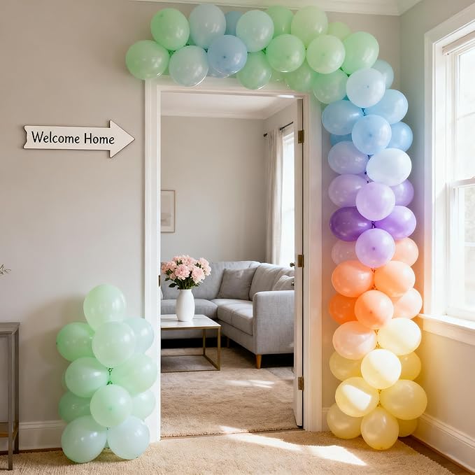 Pastel Macaron Balloons 100 Pack, 12 Inch Latex Helium Rainbow Balloons Garland with Assorted Colors for Birthdays Weddings Baby Showers Graduation Arch Party Decorations