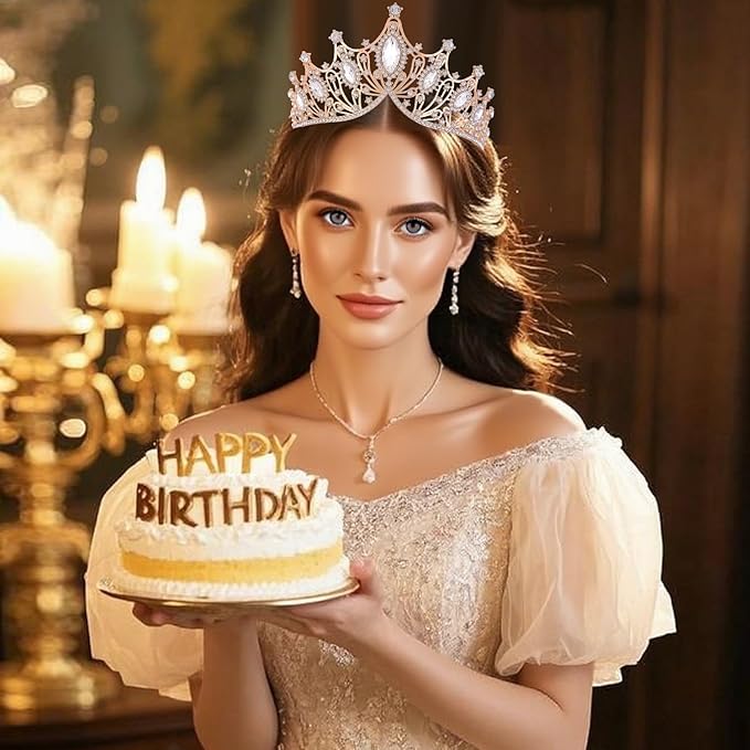 Crystal Princess Queen Tiara - Birthday Rhinestone Crowns Headband for Women Wedding Halloween Prom Pageant Party Coming of Age Ceremony Photo Props （HG057-White）