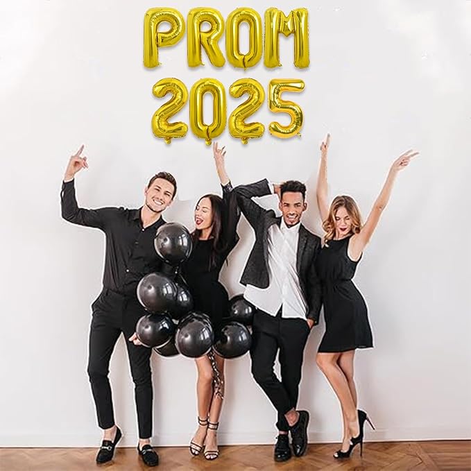 TONIFUL 16 Inch Gold Prom 2025 Letter Foil Balloons - 1pc, Perfect for Prom Night, Graduation, Wedding & Retirement Parties