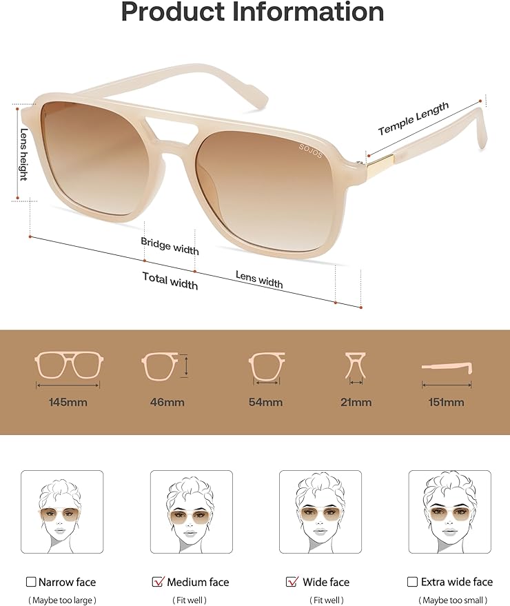 SOJOS Retro Aviator Sunglasses for Women Men,Trendy Rectangle Womens Mens Shades Sun Glasses SJ2202