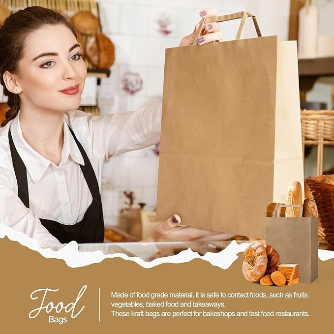 GSSUSA Brown Paper Bags with Handles 200 Pack Brown Gift Bags10 X5 X13 Kraft Paper Bags, for Shopping, Retail and Grocery -Take Out Bag