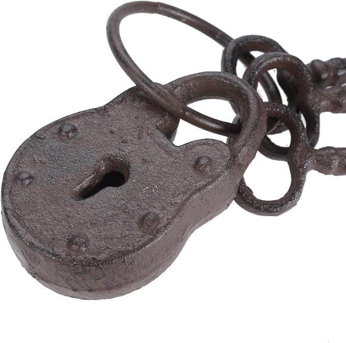 Hananona Vintage Cast Iron Skeleton Key Ring Antique Pirate Treasure Chest Keys Set For Home Decor, Halloween Costume Prop