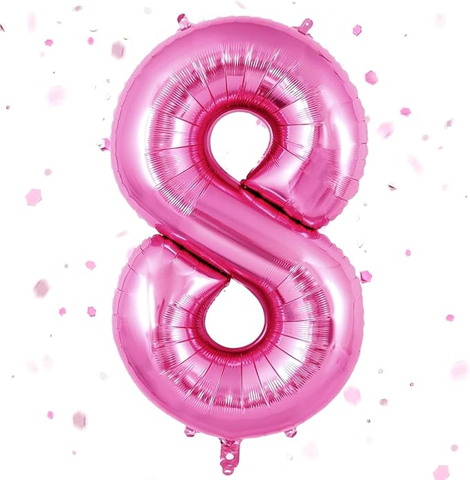 Pink Number Balloons, Large Hot pink Number 8 Balloon 40 Inch Pink 8 Balloon for Men Women Boys Girls 8th Birthday Party Decoration