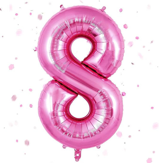Pink Number Balloons, Large Hot pink Number 8 Balloon 40 Inch Pink 8 Balloon for Men Women Boys Girls 8th Birthday Party Decoration