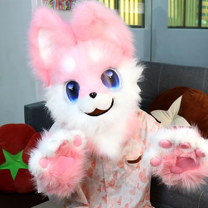 Animal Full Head Dog Mask Fursuit Therian Plush Realistic Masks for Party Halloween Cosplay Costume Accessory
