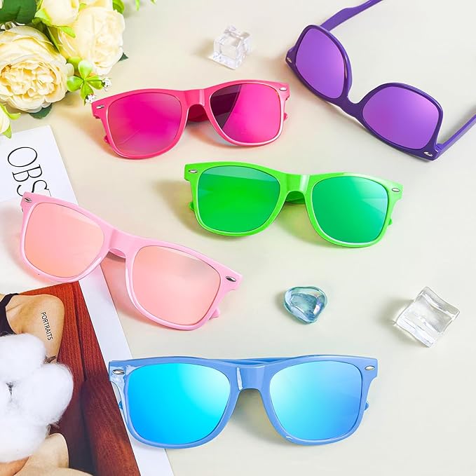 Matcheck 8/16 Pack Neon Colors Sunglasses Wholesale Bulk Party Favors Retro Classic Glasses Birthday Pool Unisex Adult