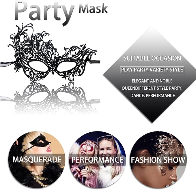 IncreDecor Couple Masquerade Lace Mask Set, Fit for Women and Men Venetian Halloween Masks, Specially for Costume, Mardi Gras