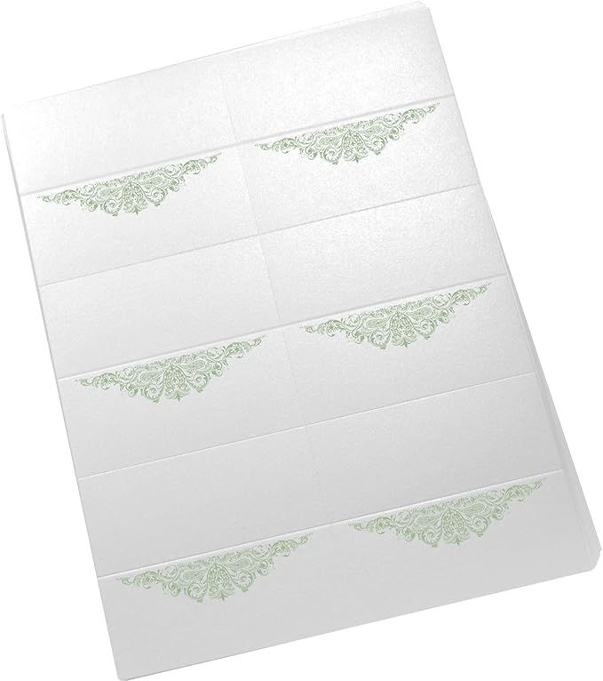 Paisley Printable Place Cards, Sage (Choose Color), Set of 150 (25 Sheets), Laser & Inkjet Printers - Wedding, Party, Dinner, and Special Events - Made in the USA