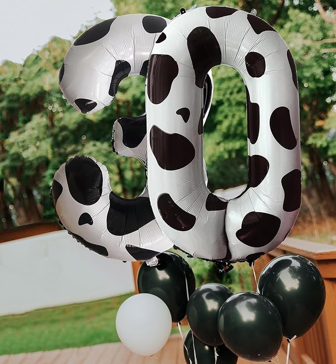 Cow Print Number Balloons, Large Foil Number 3 Balloon 40 Inch Cow Balloon for Boys Girls Birthday Decoration Cow Themed Birthday Party Decorations Farm Animal Party Supplies