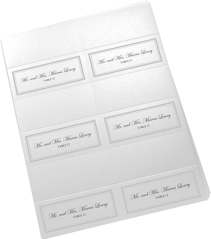 Double Line Border Printable Place Cards, Silver (Choose Color), Set of 150 (25 Sheets), Laser & Inkjet Printers - Wedding, Party, Dinner, and Special Events - Made in the USA