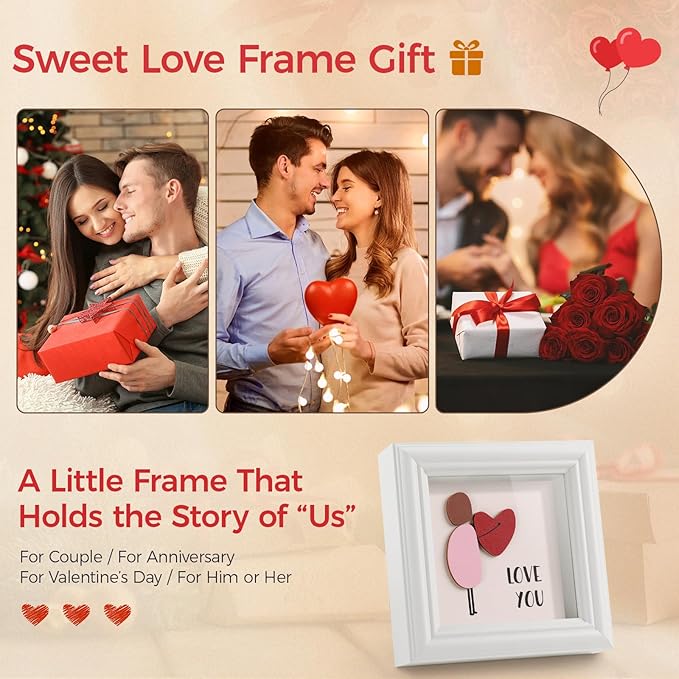 LukieJac Valentine's Day Gifts Shadow Box Frame - I Love You Gifts Decoration for Boyfriend, Him, Husband for Anniversary, Birthday, Christmas