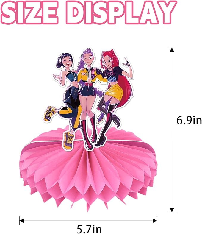 9pcs Demon Movie Hunters Honeycomb Table Centerpiece,Demon Movie Hunters Birthday Party Supplies Table Decorations for Party Decorations