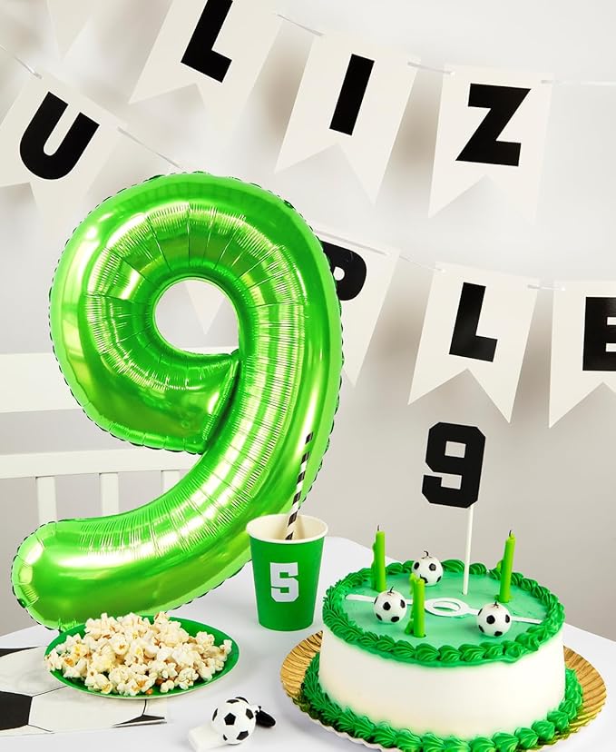 Smlpuame 40 inch Number Balloon 0-9 Green Large Number 9 Balloons,Digital Balloons for Birthday Party Celebration Decorations Supplies, Helium Foil Number Balloons for Wedding Anniversary