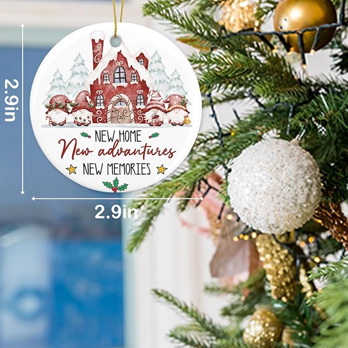 New Home New Advantures Ornament Housewarming Gifts New Home for Couple Friends Him Her First House Christmas Ceramic Xmas Tree Ornament Decorations