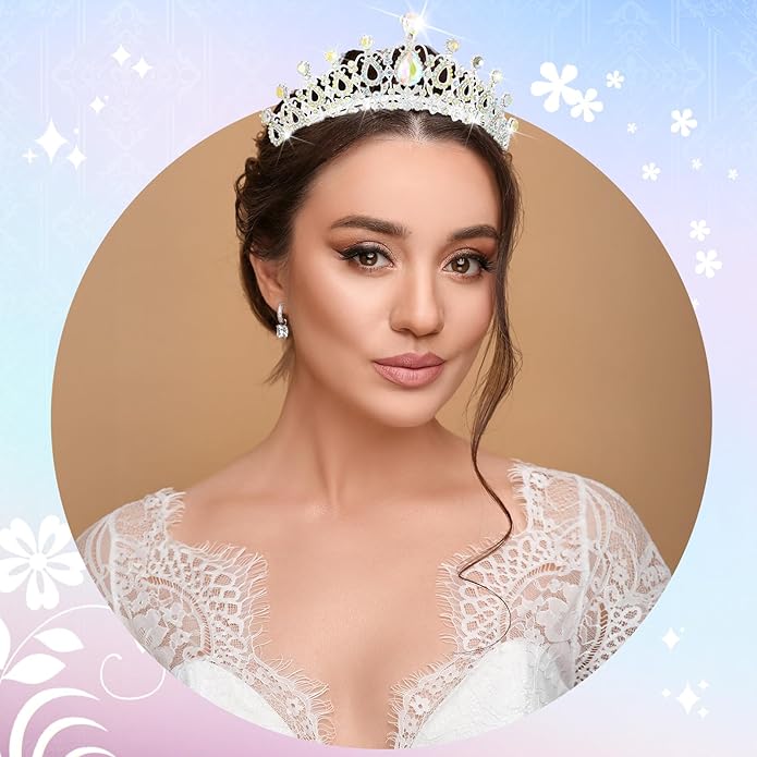 12 Pcs Crystal Tiara and Princess Crown with Comb Crown Rhinestone Women Girls Tiara Headpiece Queen Hair Accessories for Birthday Party Wedding Prom Halloween Cosplay Costume