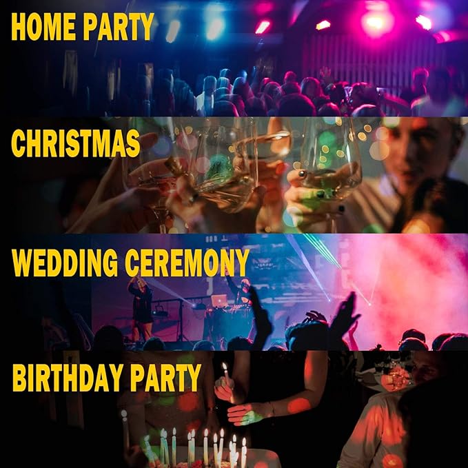 [2-Pack] Disco Ball Party Light Sound Activated with Remote, 12 Modes Stage Strobe DJ Light for Christmas Party Decorations Stocking Stuffers White Elephant Gifts White Birthday New Years Eve