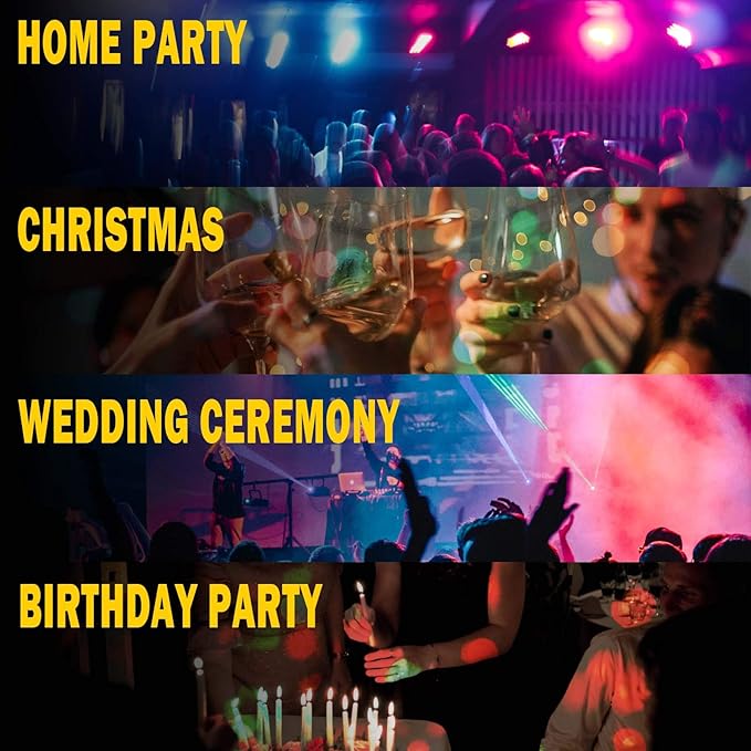 [2-Pack] Disco Ball Party Lights Sound Activated Remote Control, 12 Modes Stage Strobe DJ Lights for Christmas Party Decorations Stocking Stuffers White Elephant Gifts Birthday New Years Eve