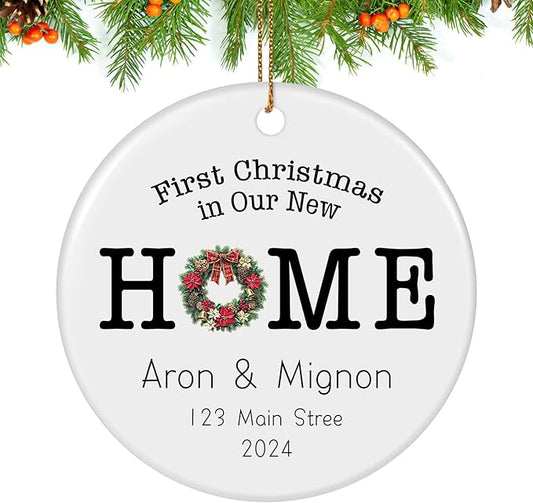 Custom Ceramic Christmas Ornaments with Photo Text - Personalized New Home Christmas Hanging Decorations Decorations