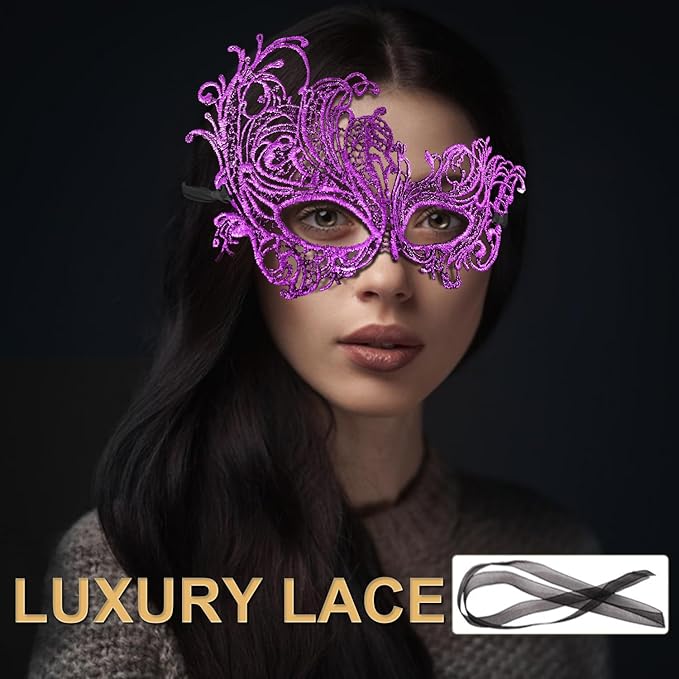 Couple Masquerade Mask for Women Men Venetian Mask Halloween Mask for Party Prom Ball Costume Lace Mask