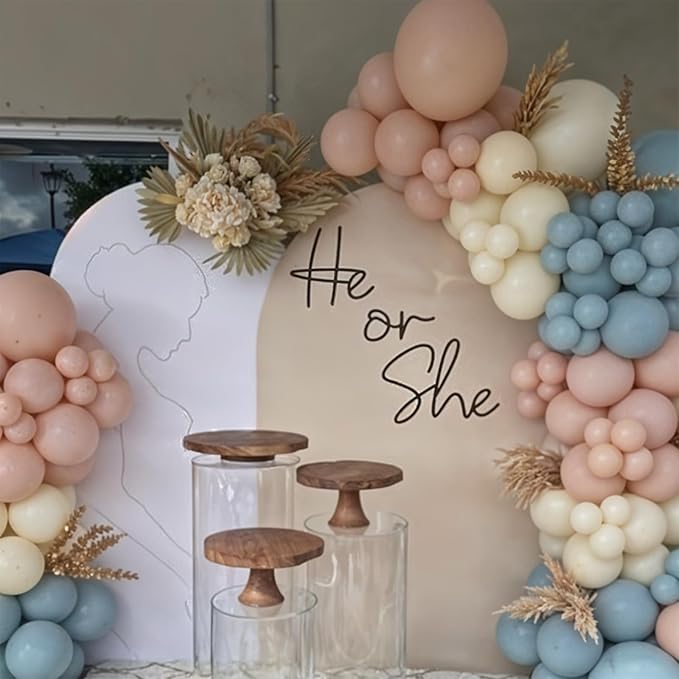 Dusty Blue and Pink Balloons, 50pcs Retro Pink and Blue Balloons, Rose Gold Balloon Metallic Light Balloon for Girl Boy Boho Birthday Party Baby Shower Wedding Gender Reveal Decorations