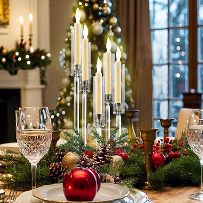 8sets 5 Arms Acrylic Clear Candelabra Centerpieces for Wedding,Clear Candle Holder Acrylic Bulk Table Centerpiece for Candle Sticks Christmas Party Living Room Dinner Advent