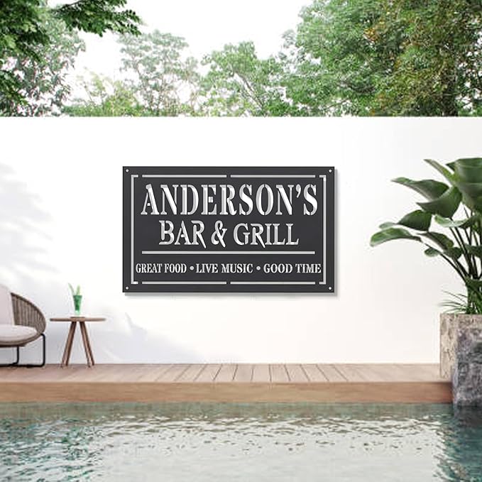 Personalized BBQ Metal Sign – Custom Grill Name Plaque for Outdoor Kitchen, Backyard Barbecue, Man Cave, Smoker Shed, Patio Wall Art, Vintage Hanging Decoration, Gift for Dad, Grandpa, Papa
