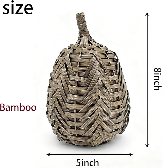 1Pcs of 5 Inch Bamboo-Woven Autumn Harvest Big Pumpkin Decor is Suitable for Thanksgiving & Halloween Fall Decorations. These Pumpkins are Perfect as Decorative Pumpkins for Table Decor
