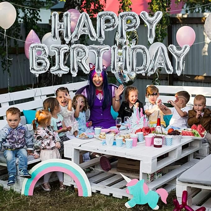 TONIFUL 52 Pieces 16 Inch Silver Letter A-Z Balloons,Custom Phrase Mylar Foil Alphabet Letter DIY Personalized Phrase Banner for Birthday Anniversary Celebration Graduation Party Supplies Decoration