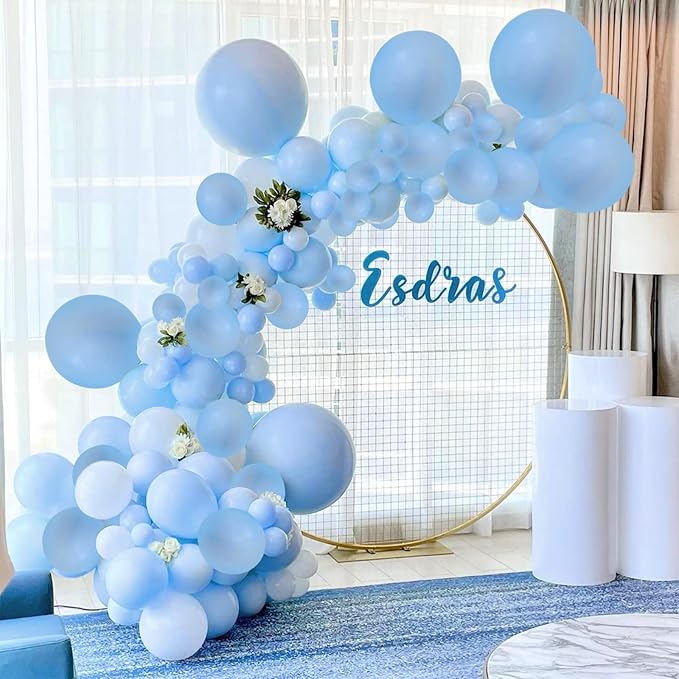 Labeol 151PCS Light Blue Balloons 18/12/10/5 Inch Blue Balloons Party Latex Balloons Garland Balloon Arch for Birthday Baby Shower Wedding Bachelorette Anniversary Halloween Decorations