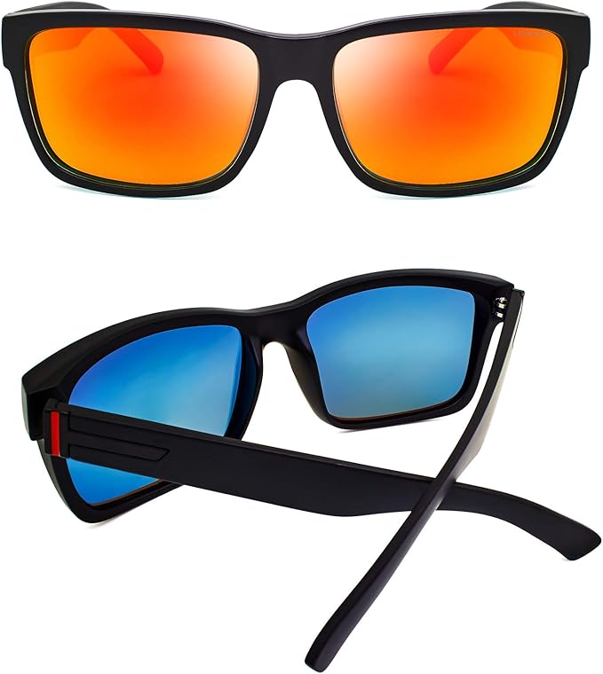 LECKIRUT Vintage Polarized Sunglasses for Men Women Retro Oversized Square Mirror Sun Glasses