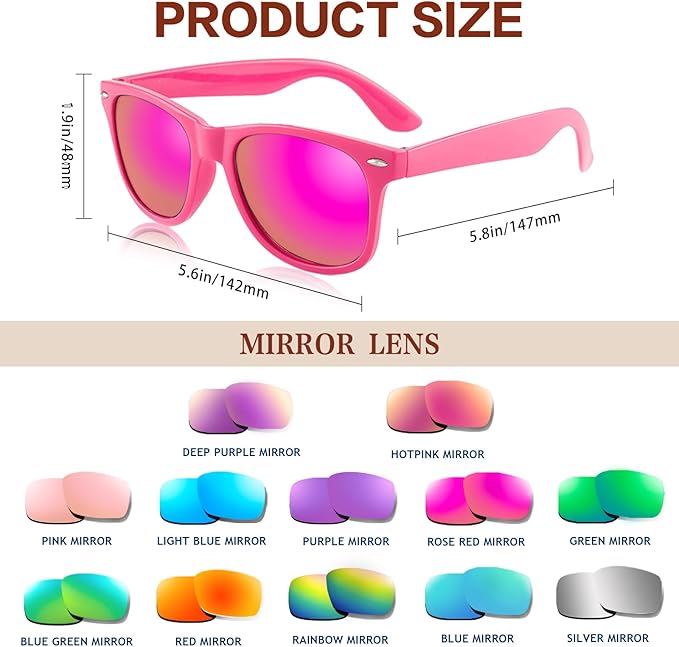 Matcheck 8/16 Pack Neon Colors Sunglasses Wholesale Bulk Party Favors Retro Classic Glasses Birthday Pool Unisex Adult