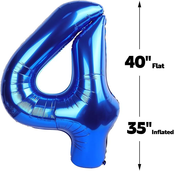 Blue Jumbo Number 40 Balloon 40 Inch, Women Men 40 Birthday Supplies, Foil Helium 40 Birthday Giant Balloon, Mylar Blue Number Balloons Anniversary Decorations