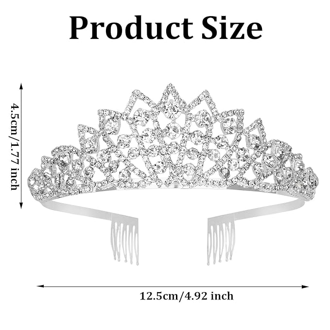 Silver Crown Tiaras for Women Crystal Queen Crown Princess Elegant Crowns with Combs for Bridal Wedding Prom Birthday Party-Pattern 2