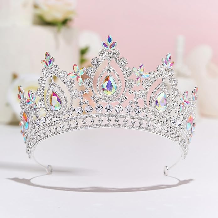 SWEETV Queen Crown for Women,Wedding Tiara for Bride,Princess Tiara,Quinceanera Pageant Crown Diadem