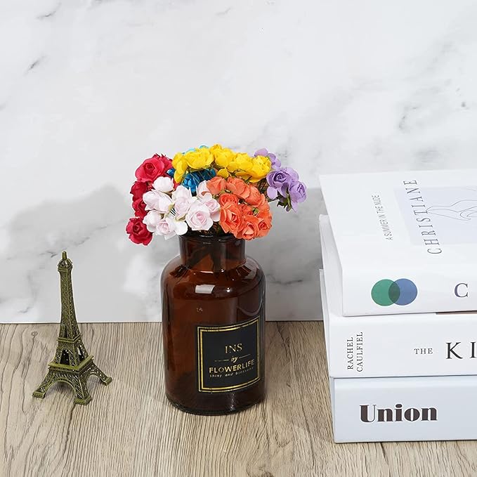 144pcs Mulberry Paper Mini Roses Artificial Flowers Heads with Stems for DIY Crafts Accessories Make Bridal Hair Clips Headbands Dress Wedding Bridal Bouquets Party Home Decor Valentine's (Light pink)