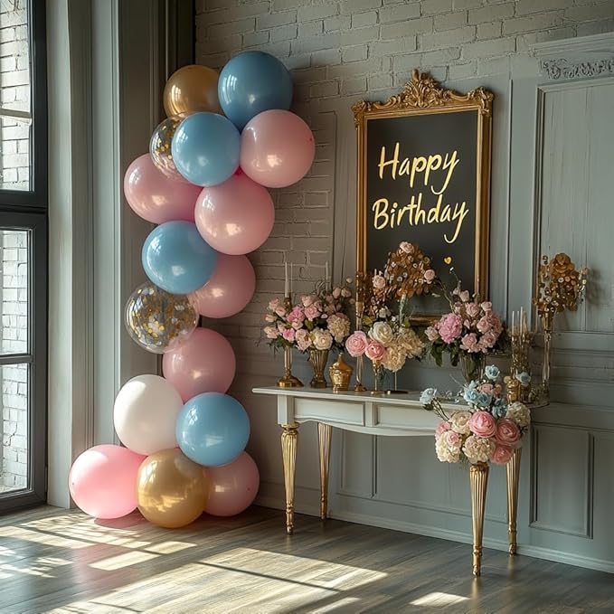 Dusty Blue Balloons, 125 PCS Assorted Sizes 18 inch, 12 inch, 10 inch, 5 inch - Great for Birthday Party, Wedding, Bridal Shower, Holiday Decorations and Balloon Garland Arches