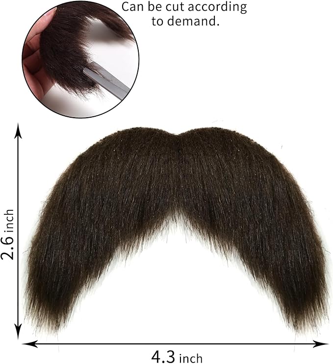 Self Adhesive Fake Mustache, Novelty, Walrus False Facial Hair for Adults, Costume Accessory for Halloween