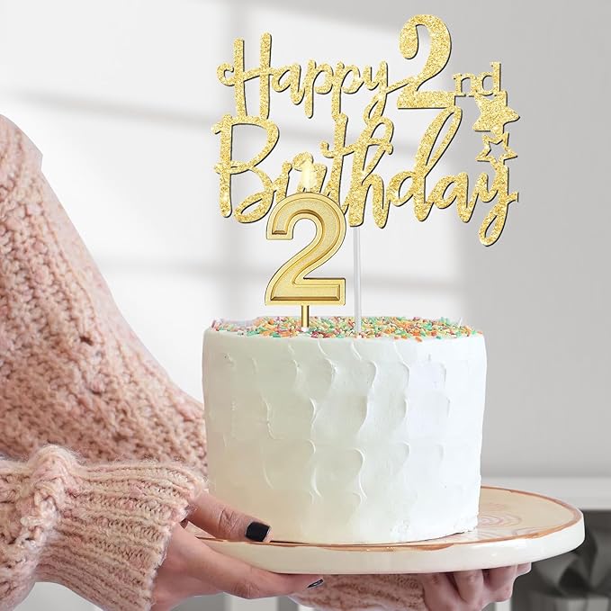 2nd Birthday Decorations for Baby Girls, Including Sash and Crown, Cake Topper and Candle 2, Number Balloon, 2nd Birthday Gifts for Girls