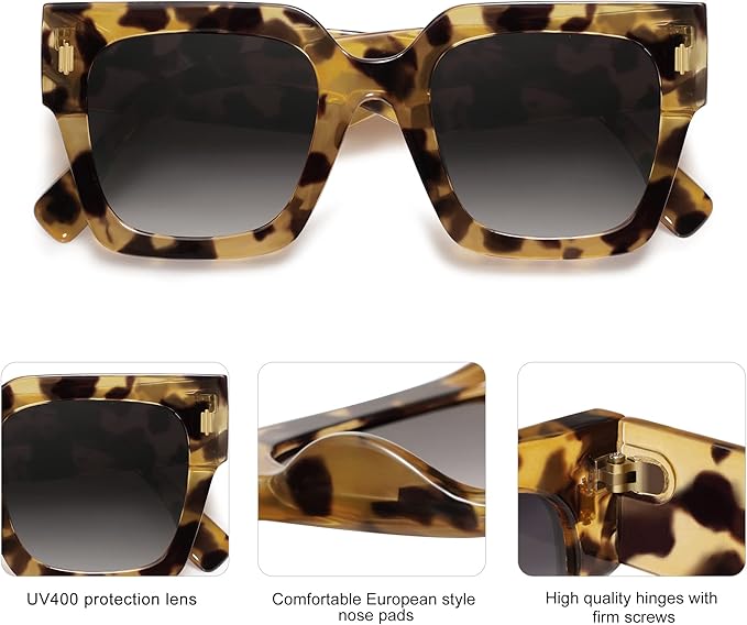 SOJOS Vintage Oversized Square Sunglasses for Women,Retro Womens Luxury Big Large Sun Glasses UV400 SJ2194