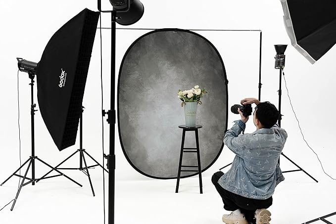 Kate Collapsible Backdrop Pop Up Photo Backdrops Grey Portable Background for Portrait Photography, for Video, for Live Stream, 5x6.5ft