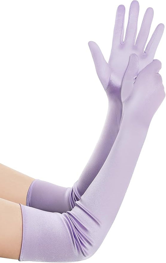 BABEYOND Long Opera Party 1920s Satin Tea Party Gloves Costume Stretchy Adult Size Elbow Length Bridal Gloves