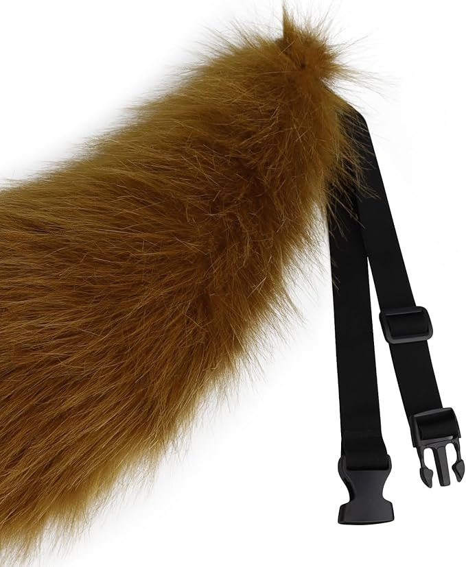 Adolala Faux Fur Wolf Fox Tail with Adjustable Elastic Belt Halloween Cosplay Costume Accessory